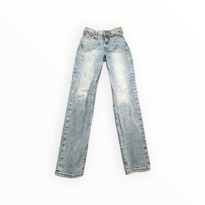 Old Navy Jeans Womens 12 Tall Blue O.G. Straight Higher High-Rise Acid Wash Slim